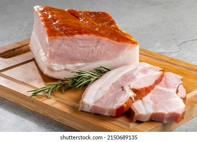 Sliced ​​raw Bacon On The Table.