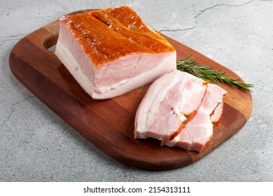 Sliced ​​raw Bacon On The Table.