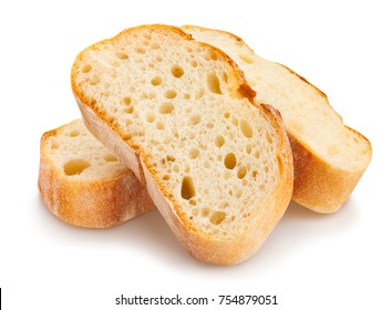 sliced baguette bread path isolated
