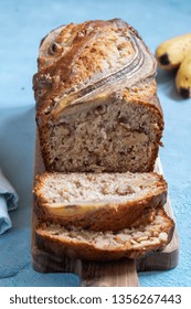 Sliced Banana Bread Loaf With A Walnuts