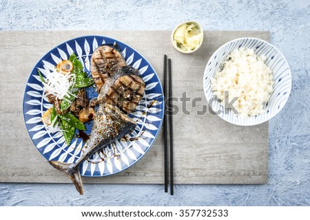 Sliced Barbecue Bonito with Vegetable