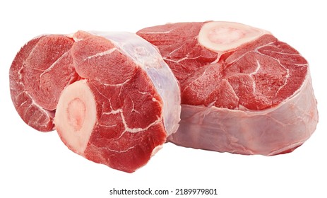 Sliced beef shank, osso bucco steak, isolated on white background, full depth of field, clipping path - Powered by Shutterstock