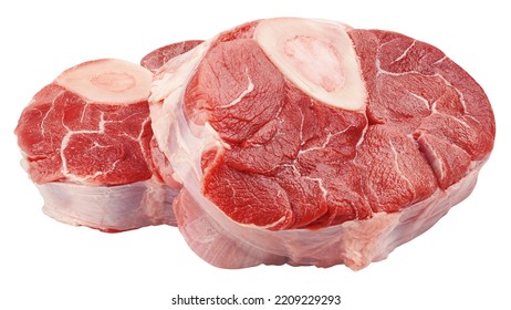 Sliced beef shank, osso bucco steak, isolated on white background, full depth of field, clipping path - Powered by Shutterstock