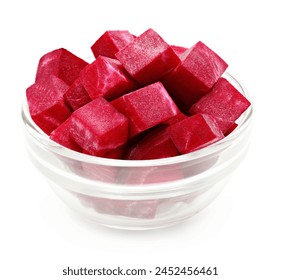 sliced beetroot in glass bowl isolated on white background. clipping path - Powered by Shutterstock