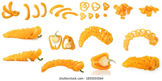 Sliced bell pepper isolated on a white background. Set of different photos in one lot. - Powered by Shutterstock