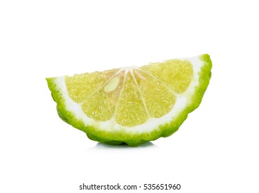 Sliced Bergamot Isolated On The White Background.