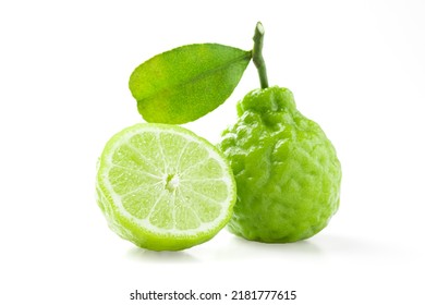 Sliced Bergamot On Isolated White Background.