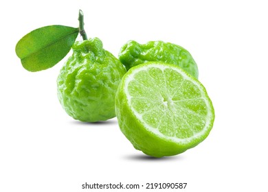 Sliced Bergamot On Isolated White Background.