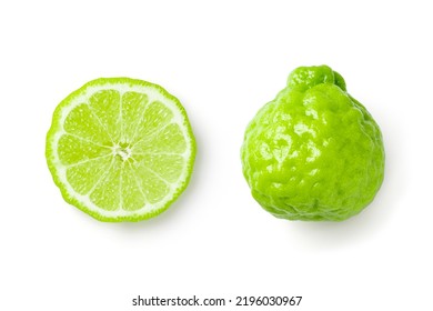 Sliced Bergamot On Isolated White Background.