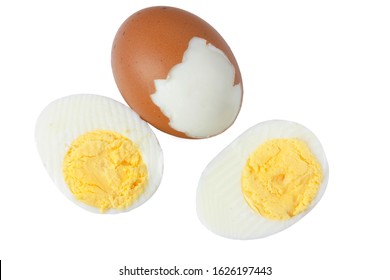 sliced boiled eggs isolated on white background. protein-rich food consumed in ketogenic and low carb diets - Powered by Shutterstock