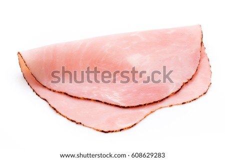 Similar – Image, Stock Photo Serrano ham on white background with copy space