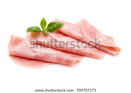 Similar – Image, Stock Photo Serrano ham on white background with copy space