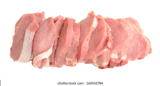 Sliced  Boneless Pork Loin Isolated On White 