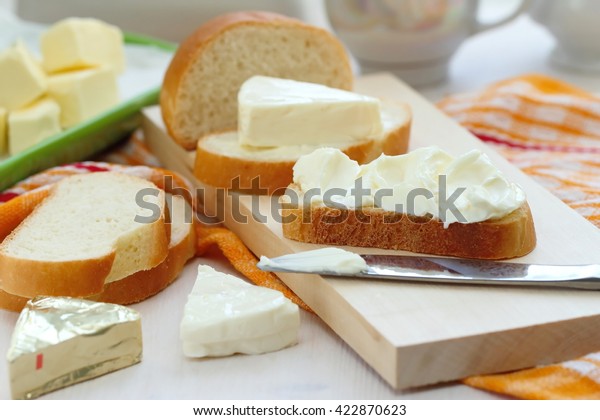 Sliced Bread Cream Cheese Butter Breakfast Stock Photo Edit Now