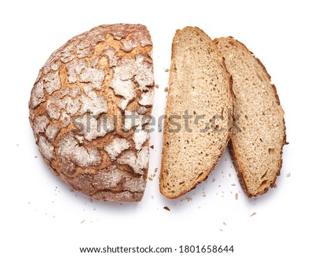 Sliced bread isolated on white background. Top view.