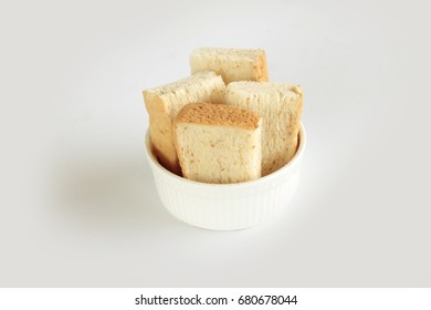 Sliced bread on white background.
