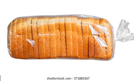 Sliced bread in plastic bag.