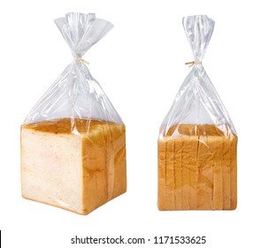 Sliced Bread In Plastic Bag Isolated On White