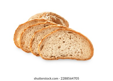 Sliced bread. Slices of bread closeup isolated on white background. Healthy diet food concept