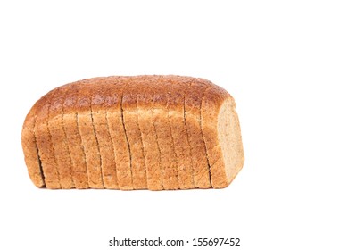 Sliced brown bread. Isolated on white background. Place for text. - Shutterstock ID 155697452
