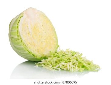 Sliced ??green Cabbage Isolated On White