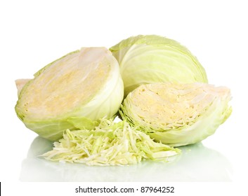 Sliced ??green Cabbage Isolated On White