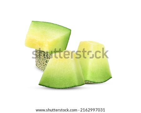 Sliced cantaloupe melon isolated on white background.