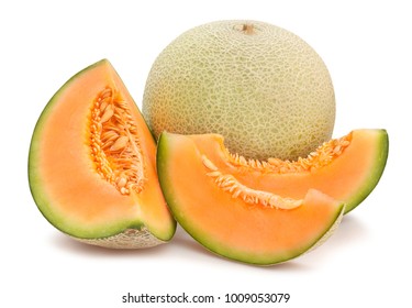 Sliced Cantaloupe Melon Path Isolated