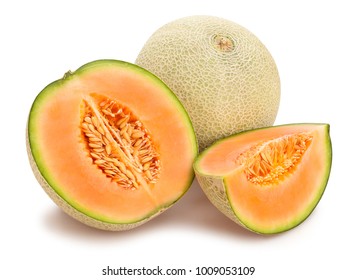 Sliced Cantaloupe Melon Path Isolated