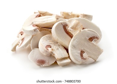 Sliced champignons, close-up, isolated on white background. - Powered by Shutterstock