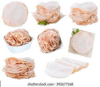 Sliced Chicken Breast Fillet Isolated On White (selective  Focus)