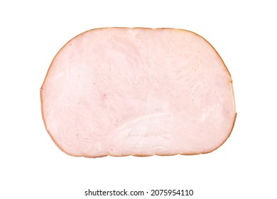 Sliced Cold Smoked Turkey Breast Isolated On White Background. Top View