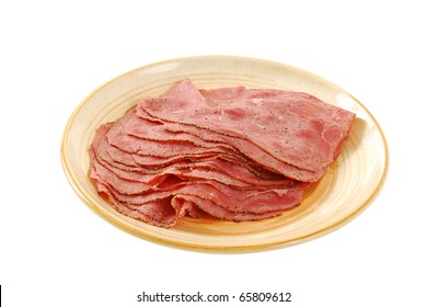 Sliced Deli Roast Beef On A Plate