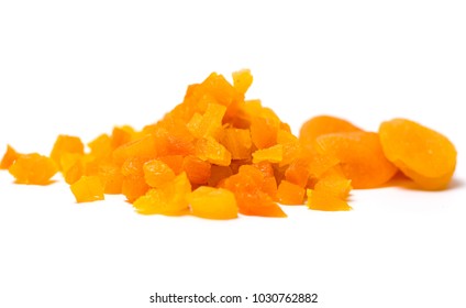 Sliced Dried Apricot Fruit Isolated On White