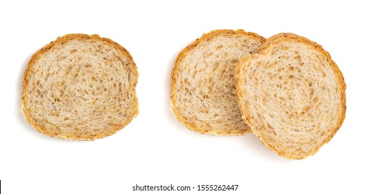 Sliced French Baguette Bread Isolated On White Background. Top View.