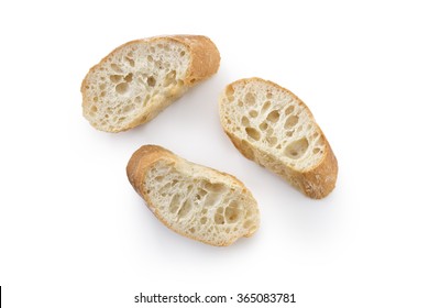 Sliced French Baguette Bread Isolated On White Background