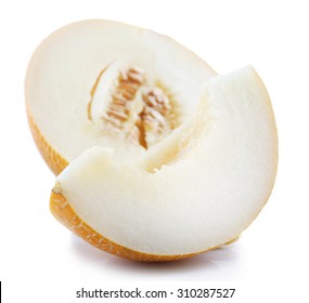 Sliced fresh melon isolated on white