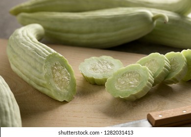 Sliced Fresh Raw Armenian Cucumber Close Up