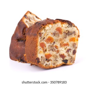 Sliced Fruit Cake Isolated On White Background