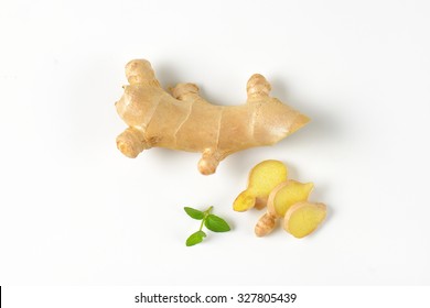 Sliced Ginger On White Background