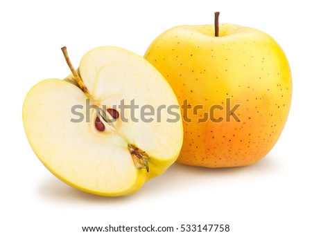 sliced  golden delicious apples isolated