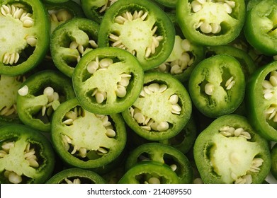 Sliced Green Jalapeno Peppers Background