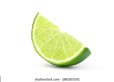 Sliced of green lime isolated on white background. Clipping path.