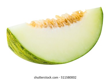 Sliced green melon isolated on white background with clipping path