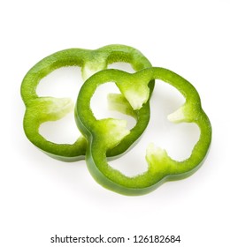 Sliced Green Pepper Isolated On White