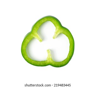 Sliced Green Pepper Isolated On White