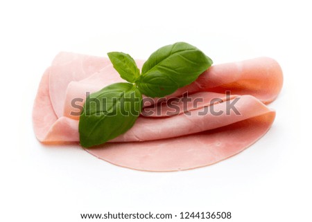 Similar – Image, Stock Photo Serrano ham on white background with copy space
