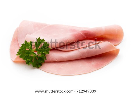 Similar – Image, Stock Photo Serrano ham on white background with copy space