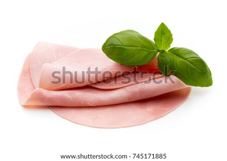 Similar – Image, Stock Photo Serrano ham on white background with copy space