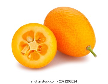 Sliced Kumquat Path Isolated On White